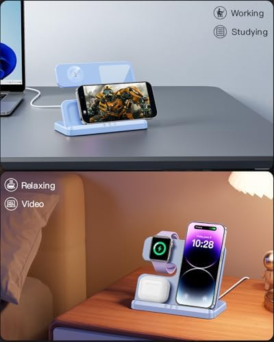 Optimized 3-in-1 Wireless Charging Station for Apple Devices – Fast and Efficient Charger for i Phone 11-16, Apple Watch & Air Pods – Sleek Multi-Device Dock with Enhanced Safety Features for Tangle-Free Power Solutions
