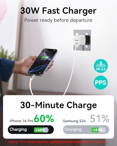 Revolutionary 30 W USB-C Charger Block with Dual Ports – Fast Charging Solution Featuring Retractable Cable & Foldable Plug for Ultimate Portability – Ideal Travel Companion for i Phone 16 Pro Max, Pixel 9 Pro, Galaxy, i Pad & Mac Book – Enhanced PD/PPS Compatibility for Rapid Power Delivery