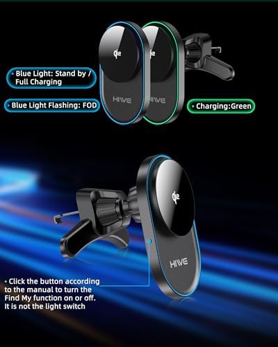 Revolutionary Hi We Mag Safe Car Mount Charger with Built-in Find My Feature, Qi2-Certified 15 W Fast Charging for i Phone 12/13/14/15/16 Series – Secure Magnetic Wireless Solution for Air Vent & Dashboard Use, Sleek Black Finish for Enhanced Vehicle Aesthetics
