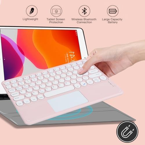 Portable Wireless Bluetooth Keyboard with Touchpad – 10-Inch Rechargeable Slim Design for i Pad Pro, Air, Mini & More | Stylish Purple Finish for Enhanced Productivity on i OS, Android & Windows Devices