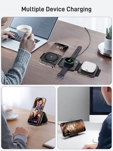 Elevate Your Charging Experience: Foldable 3-in-1 Wireless Charger for Samsung Galaxy Series – Ultra-Fast Charging Station for Galaxy S25/S24/S23, Galaxy Bud Pro & Watch 7/6/5 Pro – Perfect Travel Companion with Smart LED Indicator and Enhanced Compatibility