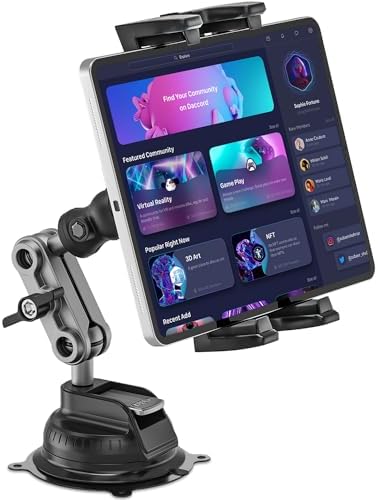 Heavy-Duty Tablet Mount for Trucks – Universal 360° Suction Cup and Adhesive Base Holder for i Pad Pro, Air, Mini, Galaxy Tab & Smartphones – Secure, Adjustable Viewing for Safe Navigation and Entertainment on the Go
