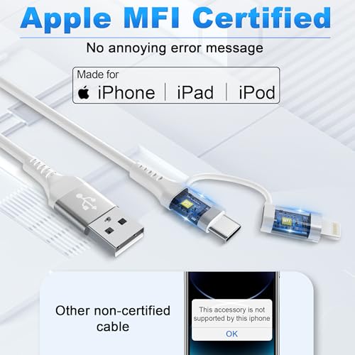 Universal Coiled USB to USB-C and Lightning Charging Cable for Car – 3 A Fast Charge & Data Sync Solution for i Phone and Android Devices – Ideal 3 Ft Length for Seamless Apple Car Play & Android Auto Integration – Durable, Tangle-Free, and Convenient Power Access in Your Vehicle – Enhance Your Driving Experience with Reliable Connectivity