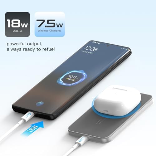 Magnetic Wireless Portable Power Bank – 5000 m Ah Dual USB-C Charger with 18 W Speed & Visually Impaired Friendly Beeper – Ultimate Compatibility for i Phone 15/14/13/12/Pro/Max – Stay Charged Anywhere, Anytime!