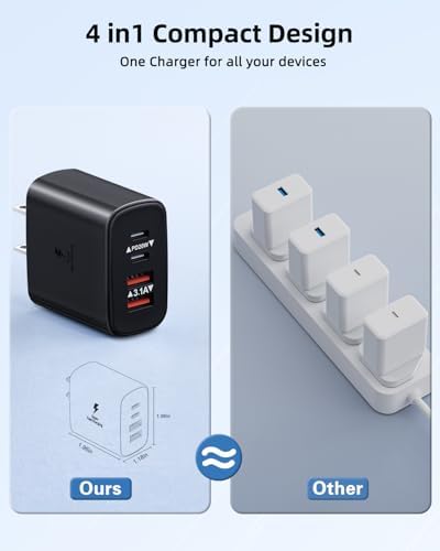 40 W Dual PD Fast Charging 4-Port USB C Charger Block Duo – Universal Compatibility for i Phone 16-11 Pro Max & Samsung Devices – Efficient Multi-Device Power Adapter for Home, Office, and Travel Use