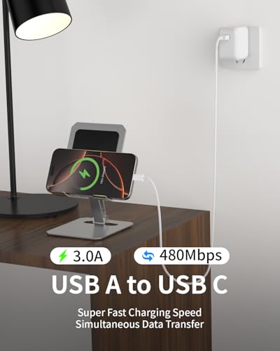 USB to USB C Cable [2 Pack, 6FT],USB A to USB C 3A Fast Charging Braided Charge Cord, Car Carplay Cable for iPhone 16 15 15 Pro Max 15 16 Plus iPad Pro iPad Air 5th Mini 7th Gen Car Charger Cable Cord – Enhanced Compatibility and Speed