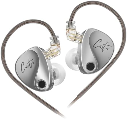 KZ Castor Premium Hi-Fi Dual-Dynamic Driver In-Ear Monitors – Customizable Tuning Switches for Personalized Sound, Superior Noise Isolation, Sleek Silver Design, Universal Compatibility for Audiophiles and Everyday Listeners
