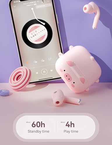 Adorable Kids’ Purple True Wireless Bluetooth Earbuds – Lightweight Kawaii Headphones for Small Ears, Perfect for School and Play – Enhanced Compatibility with i Phone & Android, Convenient Charging Case, Long-Lasting Battery for Young Music Lovers
