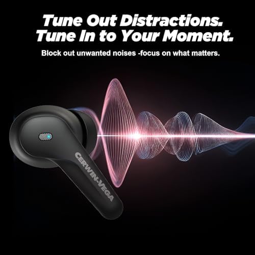 CERWIN-Vega! Eb1 Wireless Earbuds – Unleash Premium Bluetooth Sound with Advanced Noise Cancellation for Gamers, Athletes, and Active Lifestyles – Ultra-Lightweight, Sweat-Proof Design with Extended Battery Life for Continuous Audio Enjoyment