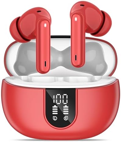 Elevate Your Sound Experience: Stylish Rose Gold Wireless Earbuds with Bluetooth 5.3, 40-Hour Playtime, Deep Bass Stereo, Noise-Canceling Mic, and IP7 Waterproof Durability for i OS & Android Devices – Perfect for Music Lovers and Active Lifestyles