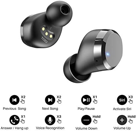 TOZO T12 Advanced Wireless Earbuds – Bluetooth 5.3 Noise Cancelling Headphones with ENC Mic, Unmatched 55-Hour Playtime, App-Customizable EQ, IPX8 Waterproof Protection, LED Display for Optimal Sound Experience – Perfect for Music Lovers and Active Lifestyles