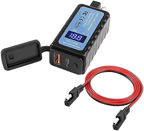 XMSJSIY Premium Motorcycle Phone Charger Adapter – SAE to Type-C PD & USB Quick Charge 3.0 with Built-in Voltmeter, Waterproof Design, and Energy-Saving ON/OFF Switch – 1.2 M (3.9 FT) Extension Cable for Seamless Connectivity with Phones, Tablets, and GPS Devices