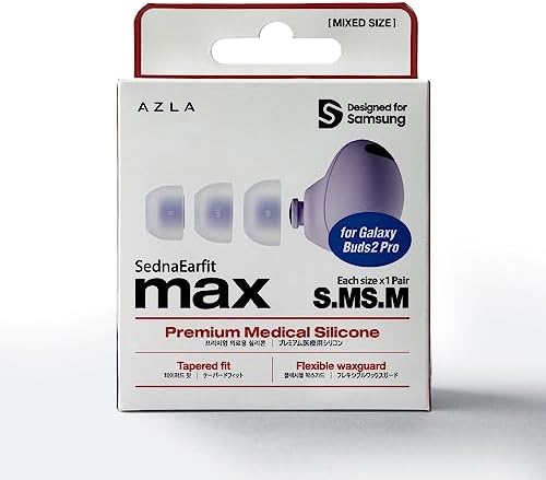 Upgrade Your Audio Experience with AZLA Sedna Earfit MAX for Galaxy Buds 2 Pro – Premium Medical Silicone Noise-Canceling Eartips for Superior Comfort and Sound Isolation, Samsung-Certified Replacement Tips for Enhanced Compatibility and Longevity