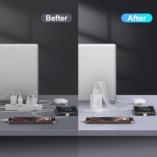 Maximize Your Charging Potential with the 65 W Multi-Port USB C Power Adapter – 6-in-1 Fast Charger for i Phone 16/15/14/13/12/Pro Max, i Pad Pro/Air, and Samsung Galaxy S25 – Unmatched Speed and Safety for Effortless On-the-Go Device Management