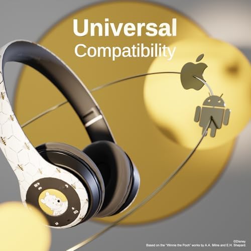 Winnie The Pooh Wireless Bluetooth Headphones | Over-Ear Disney Audio Headset with Built-in Mic | 15-Hour Playtime for Ultimate Listening | Perfect Gifts for Disney Fans of All Ages | Comfort-Focused Design with Enchanting Sound Quality | Broad Compatibility with Bluetooth Devices