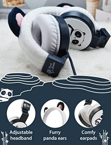 Furry Tiger Eco-Friendly Kids Headphones with Built-in Microphone – Volume-Limiting Design for Safe Listening, Superior HD Sound Quality, and Travel-Friendly Foldable Structure Perfect for i Pad and Laptop Compatibility