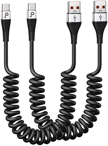 Coiled USB C to USB C Charger Cable 2-Pack (3 FT) – Fast Charging for i Phone 16/15/15 Pro/15 Plus/15 Pro Max & Samsung Galaxy S23 – Tangle-Free Design for Effortless Use in Car or Home – Durable, Flexible Power Solution for All USB C Devices