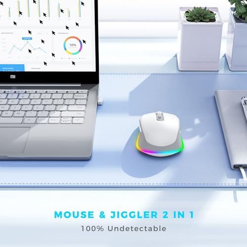 PEIOUS Rechargeable Wireless Mouse with LED – Innovative Jiggler Technology to Keep Your Computer Awake – Sleek Black Design for Optimal Comfort and Productivity