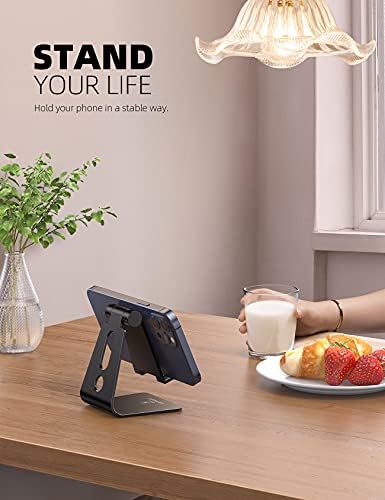 Lamicall Ergonomic Adjustable Smartphone Stand – Versatile Hands-Free Dock for i Phone 16, 15, 14, Plus, Pro Max, 13, 12, X, XS & All Android Phones (4-8″) – Sleek Black Finish with Anti-Slip Grip for Enhanced Efficiency and Comfort at Home or Office – Optimize Your Workspace with Customizable Viewing Angles and Superior Stability