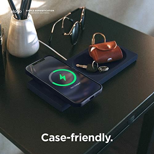 elago Premium Mag Safe Charging Tray: Streamline Your Charging Experience for i Phone 16/15/14/13/12 & Air Pods – Stylish Stone Finish Wireless Station for Home & Office – Durable Non-Slip Design Ensures Device Stability – Customize with Your Own Cable for a Personalized Touch