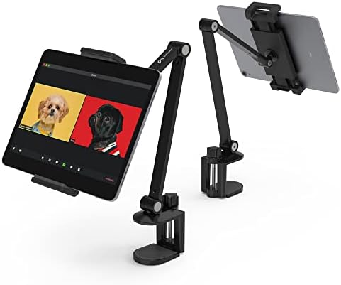 Sleek Multi-Angle Tablet Desk Mount – Adjustable Holder for 4.7″ to 13″ Devices, Perfect for i Pad & Surface Pro, White Design for Modern Workspaces and Enhanced Comfort