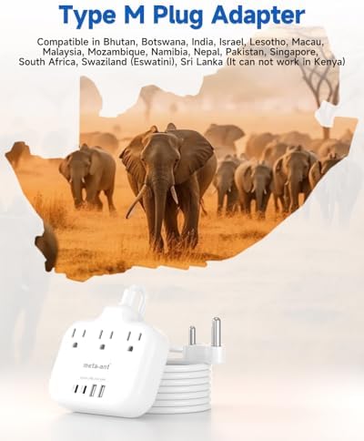 Ultimate Universal Travel Plug Adapter with PD30 W Fast Charging Hub – 3 Multi-Port Connectivity for International Travel, Featuring Dual USB-C & USB-A Outputs, 3 ft Extension Cord for Effortless Power in EU, US, UK, France & Spain – Perfect Solution for Global Adventurers Seeking Reliable Charging Options