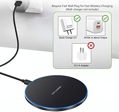 FDGAO Ultra-Compact 20 W Max Fast Wireless Charger – Effortless Qi Charging Pad for i Phone 16/15/14/13/12/SE/11/XS Max/XR, Samsung Galaxy S25/S24/Note, Air Pods, Pixel & LG G8 – Streamlined Charging Solution with Advanced Safety Features for Home or Office Use
