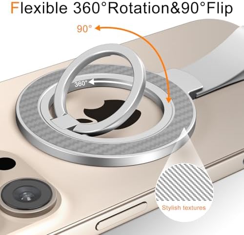 Mag Safe Universal Phone Grip & Kickstand for i Phone 12-16 Pro Max – Versatile Double-Sided Magnetic Holder for Secure Handling & Hands-Free Viewing in Gym, Kitchen & Beyond – Sleek Black Silicone Design for Stylish Convenience and Optimal Performance