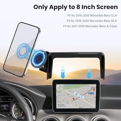 Magnetic Car Phone Holder for Mercedes CLA, GLA, A-Class (2015-2019) – Enhanced 360° Rotating Mount with Mag Safe Compatibility for Safe Navigation and Hands-Free Calling – Ideal for 8-Inch Displays – Elevate Your Driving with Superior Stability and Chic Aesthetics