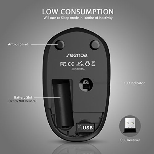Light Blue Wireless Mouse – Ultra-Quiet 2.4 GHz Noiseless Computer Mouse with USB Receiver for Seamless Windows Experience – Portable, Ergonomic Design for Home, Office, or Travel