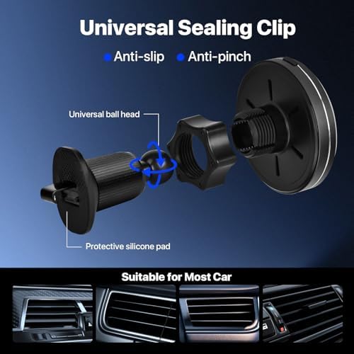 for 15W MagSafe Car Mount Charger,Magnetic Wireless Car Charger for iPhone 16/15/14/13/12 Series, Auto- Magnetic Tight Phone Holder with Fast Charging, Secure Air Vent, 360° Adjustable,(A10K) – Enhanced Compatibility and Speed