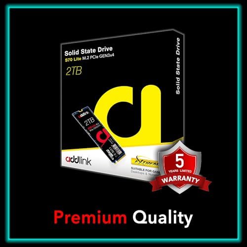 Unleash Gaming Excellence with Addlink S70 Lite 1 TB SSD – Blazing 3200 MB/s Speeds, M.2 2280 PCIe 3.0 NVMe Storage for Gamers & Creators, Built-In 3 D NAND Technology for Unmatched Reliability and Performance Boost