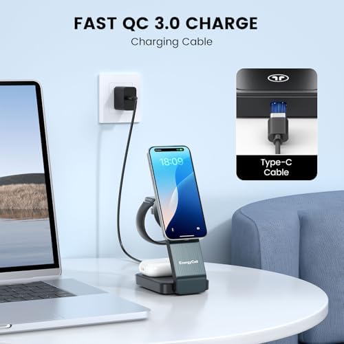 Ultimate 3-in-1 Wireless Charging Station for Apple Devices – Qi2 Certified 15 W Magnetic Fast Charger for i Phone 16/15/15 Pro/14/13/12, Apple Watch & Air Pods – Portable, Foldable Design for Efficient Charging and Minimal Clutter