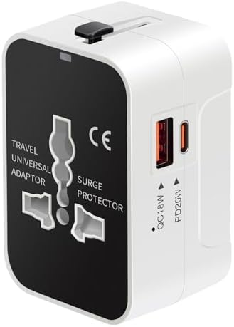 Revolutionary Worldwide Travel Adapter – Compact All-in-One Power Converter with PD 3.0 USB-C and USB-A Fast Charging for Effortless International Connectivity – Ideal Travel Essential for Phones and Laptops Across USA, EU, UK, AUS and Beyond
