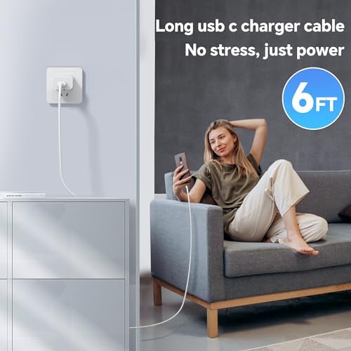 Rapid Charge Power Duo: 6 FT USB-C Wall Charger & Cables for i Phone 16, 15, Pro Max, i Pad Pro, Samsung S23 & Android – Unmatched Speed & Universal Compatibility for All Devices – Perfect for Home & Travel Use