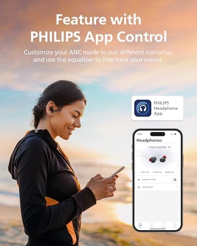 Philips TAT3519 Premium True Wireless Earbuds – Bluetooth 5.3 Noise-Canceling Headphones with Deep Bass, 24-Hour Battery, and Crystal-Clear Call Quality – Ideal for Audiophiles and Active Lifestyles with Fast Charging and IPX4 Water Resistance