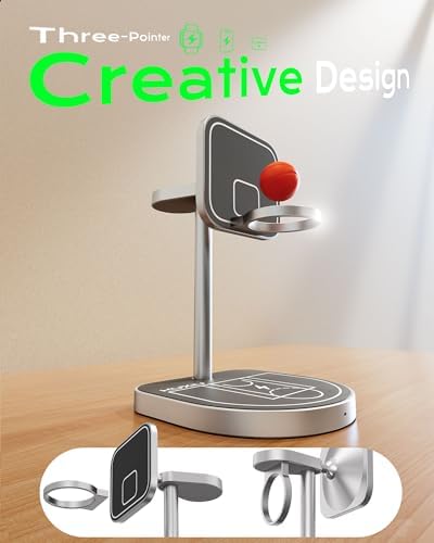 Basketball-Inspired 3-in-1 Magnetic Charging Station for Google Pixel 9/9 Pro XL, Pixel 8/8 Pro, Pixel Watch 2/3 & Pixel Buds Pro/2 – 15 W Fast Wireless Charger with 30 W Adapter, Enhanced Stability & Creative Design for Home and Office Use – Durable Aluminum Alloy Build with Precision Magnetic Alignment