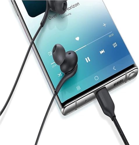 Elevate Your Sound Experience: 2024 Premium In-Ear Type-C Earbuds for Samsung Galaxy S24, S23, S22, S21, S20, Note 10 – High-Fidelity Stereo Headphones with Enhanced Bass, Integrated Microphone, and Easy Volume Control – Sleek Black Design for Comfortable All-Day Listening