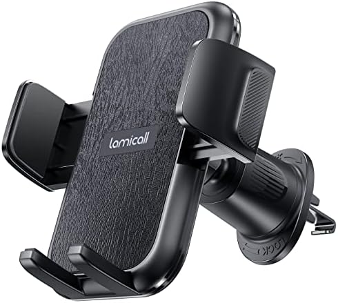 Lamicall 2025 Car Phone Holder with Wider Clamp & Metal Hook – Enhanced Air Vent Mount for Thick Case Compatibility, 360-Degree Rotation, Easy Installation, Dark Grey Finish for Ultimate Hands-Free Navigation and Safety