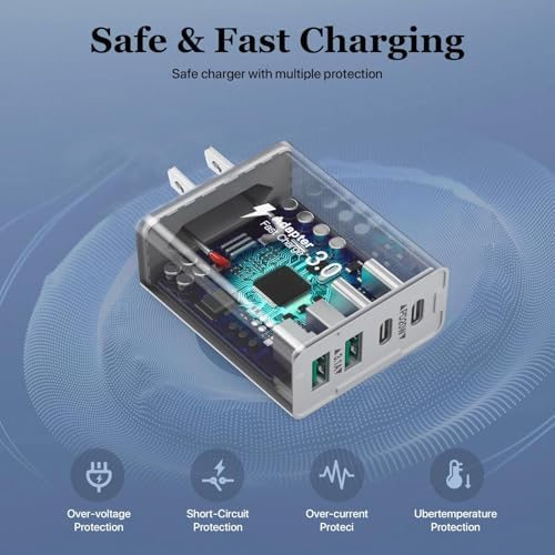 Revolutionize Your Charging Routine with Our 4-Port USB Wall Charger – Ultra-Fast QC 3.0 Adapter for i Phone 12-15, LG, Google Pixel & More – Compact, Reliable Power Solution for Home and On-the-Go Charging