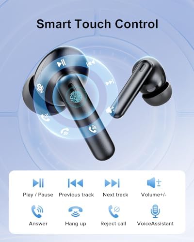 Sleek Rose Gold Wireless Earbuds with Bluetooth 5.3 | 42-Hour Long Battery Life & IPX7 Waterproof Design | Premium Noise Cancelling Earphones for Exceptional Audio | Intelligent LED Display for Seamless Connectivity on i OS & Android