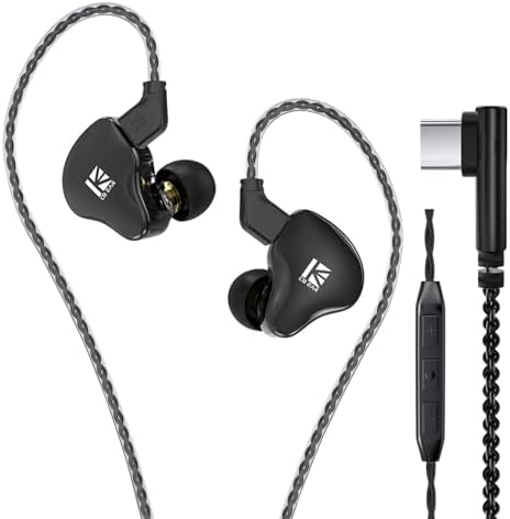 Experience Unmatched Audio Clarity with KBEAR KS2 Hybrid In-Ear Monitor Headphones – 1 BA & 1 DD Drivers for Superior Sound Quality, Noise-Cancelling Technology, and Detachable Cable Design – Perfect for Gaming, Running, and Audiophile Listening in Sleek Black Finish