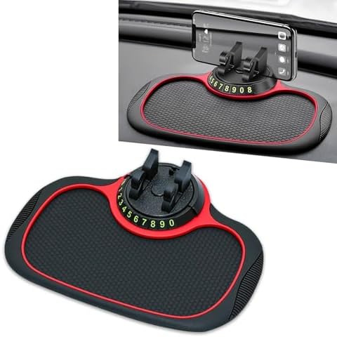 Car Phone Holder with Anti-Slip Mat, Muti-Purpose Dashboard Protection Pad, 360° Rotatable Cell Phone Holder with Temporary Parking Number, Universal Car Phone Mount for Most Cars (Black) – Enhanced Compatibility and Speed