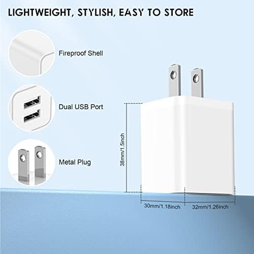 High-Speed Dual Port USB Wall Charger Block – Cabepow 5 V 2.4 A Power Adapter for i Phone 6-16 and Android Devices – ETL Certified Compact Charging Cube for Home, Office, and Travel Use – Ultimate Safety and Compatibility for Rapid Charging Solutions