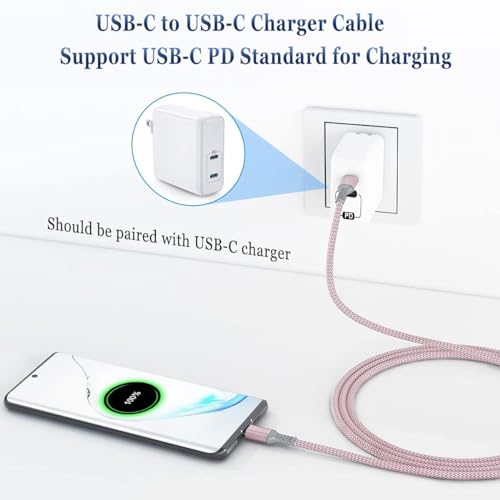 Basesailor 10 ft USB C to USB C Power Delivery Charging Cable – 100 W Fast Charger for i Phone 16/15 Pro Max, Mac Book, i Pad Air 4/5, Mini 6, and Samsung Galaxy S22/S23/S24/S25 – Durable 2 Pack for Enhanced Speed and Efficiency