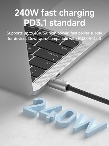 Hagibis USB4 Portable Keychain Cable – 0.5 ft Type-C to Type-C, 80 Gbps Data Transfer, 240 W Fast Charging, 8 K@60 Hz Video Output for i Phone 16 Pro Max & i Pad Pro – Compact Lanyard Design for Ultimate Convenience