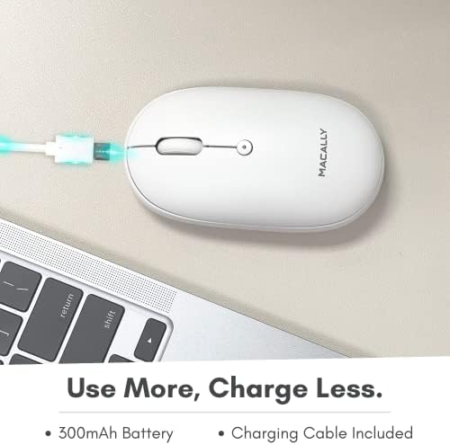 Sleek Macally Wireless Bluetooth Mouse – Rechargeable, Ergonomic Design for Mac & PC – Ultra-Quiet Clicks Perfect for Home, Office & Travel – Enhanced Compatibility with Mac Book Air/Pro, i Mac & Windows Laptops – Experience Comfort & Efficiency in Every Click