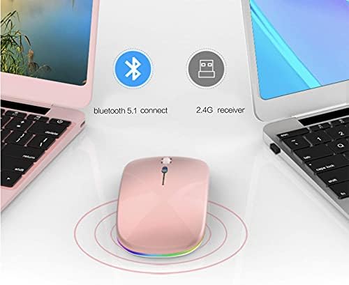 Sleek Bluetooth Wireless Mouse for Mac, Windows & i Pad – Ergonomic Design, High-Precision Navigation, Rechargeable & Dual-Mode Compatibility (Gray & Black) – Elevate Your Productivity with Clutter-Free Connectivity