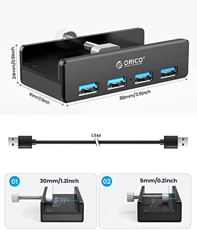 Discover the ORICO Aluminum 4-Port USB 3.0 Hub – Your Essential Desktop Connectivity Solution for Seamless Data Transfer and Enhanced Organization. Featuring a stylish clamp design, this USB splitter effortlessly attaches to your monitor or desk, optimizing your workspace without sacrificing aesthetics. With four high-speed USB 3.0 ports delivering data transfer rates up to 5 Gbps, you can connect multiple devices like external drives and keyboards with ease. The durable aluminum construction not only provides exceptional heat dissipation but also adds a touch of modern elegance to your setup. Included is a generous 4.92 FT USB data cable for increased flexibility and reach. Lightweight and compact, this hub is perfect for both home and office use, ensuring you stay connected wherever you go. Experience superior performance and reliability with the ORICO USB Hub – the perfect blend of functionality and style for tech-savvy professionals. Note: This model does not include a power adapter, making it an ultra-portable accessory for your digital life.