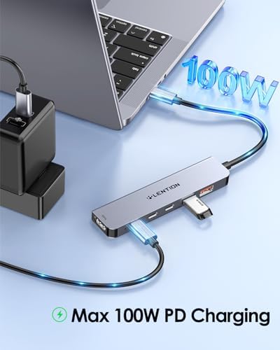 Unleash Seamless Connectivity with the LENTION USB C Hub – 4 K@60 Hz HDMI, Dual USB C & Super-Fast USB 3.2 Gen2 Ports for 10 Gbps Transfers, 100 W Power Delivery – Perfect for Mac Book Pro, Mac Book Air, i Phone 15 & Windows Laptops – Sleek Gray Design for Ultimate Versatility and Efficiency
